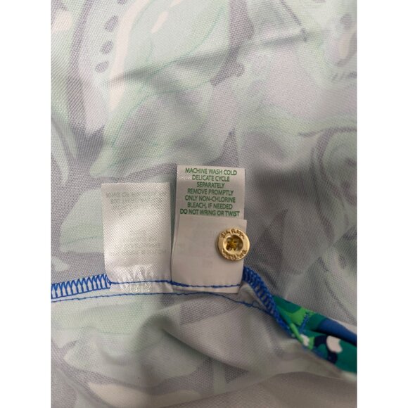 Lilly Pulitzer Blue & Green Tropical Print Maxi Dress With Gold Button XL - Picture 12 of 13